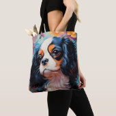 Tote Bag Le roi Cavalier Charles Spaniel en fleurs (De près)