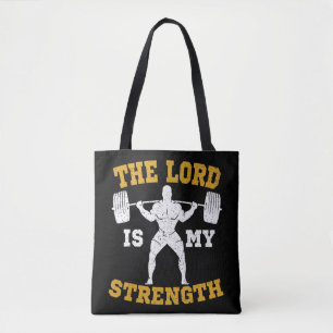 Tote Bag Le Seigneur est ma Force Gym chrétien Jésus Workou