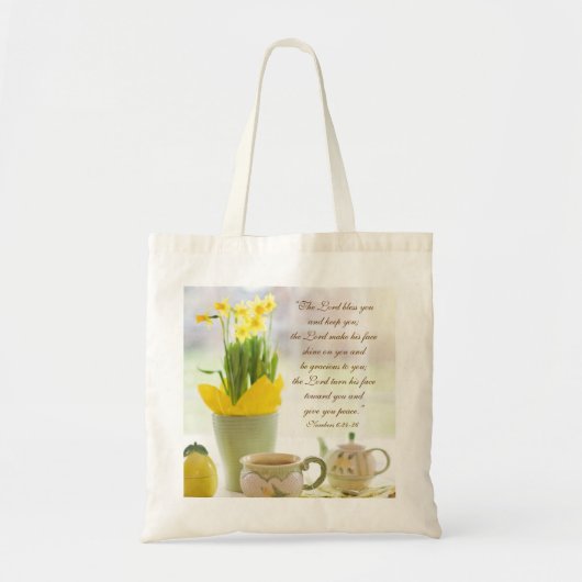 Tote Bag Le Seigneur Vous Bénit Bible Verse Tea Party Daffo (Devant)