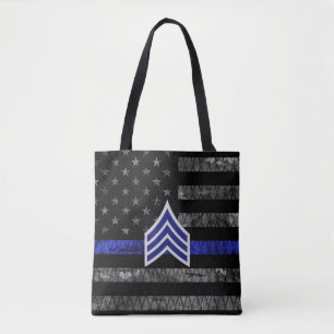 Tote Bag Le sergent Stripes Mince Ligne Bleue Distressed Dr
