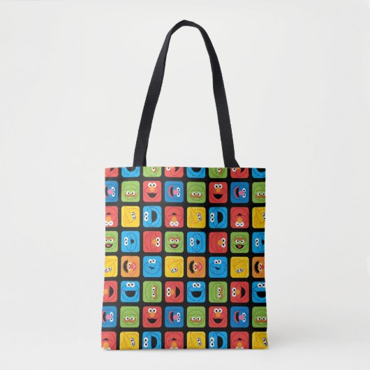Tote Bag Le Sesame Street a cubé le motif de visages (Devant)