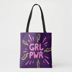 Tote Bag Le slogan féministe "Girl power", arrière - plan v