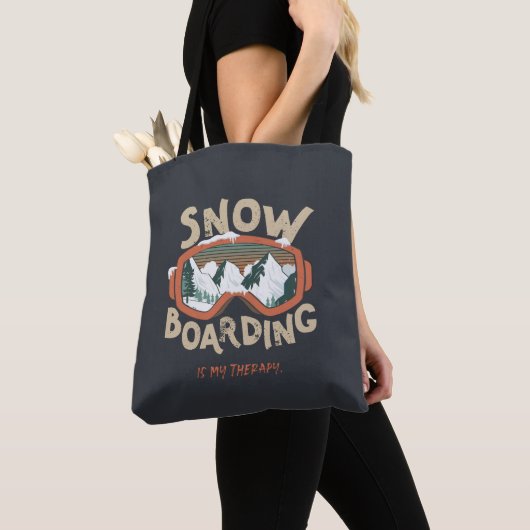 Tote Bag Le snowboard est ma thérapie Funny Mountain Winter (De près)