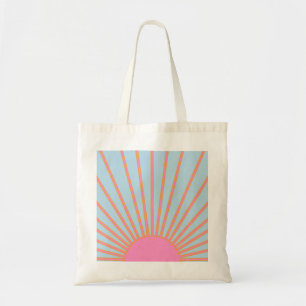 Tote Bag Le Soleil 02 Retro Soleil Rose Et Bleu Soleil