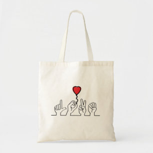 Tote Bag Le sourd, l'amour du langage gestuel. Je t'aime.