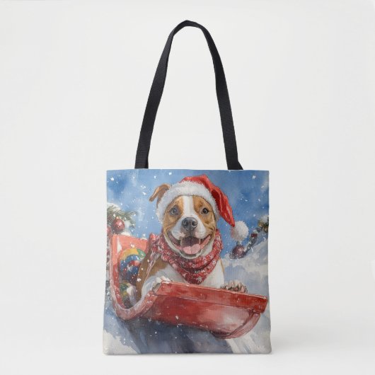 Tote Bag Le Staffordshire américain à Noël doré (Devant)