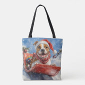 Tote Bag Le Staffordshire américain à Noël doré (Dos)