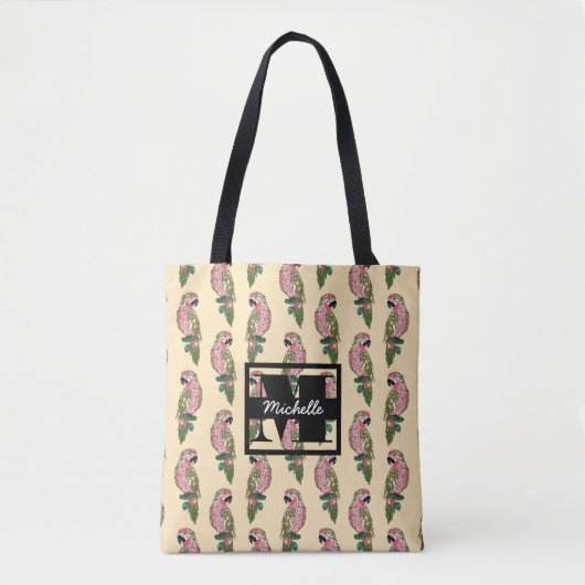 Tote Bag Le style de Zentangle Parrots le monogramme de | (Devant)