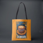 Tote Bag Le Tarot au café<br><div class="desc">Un sac fourre-tout artistique,  illustré de style de vie café léger tarot orange. Pour votre barista préféré,  ou ami. Un grand cadeau pour un amateur de café.</div>
