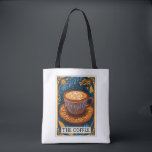 Tote Bag Le Tarot au café<br><div class="desc">Un sac fourre-tout de tarot artistique et illustré de style de vie café. Pour votre barista préféré,  ou ami. Un grand cadeau pour un amateur de café.</div>