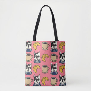 Tote Bag Le taurin français, le café, le thème croissant.