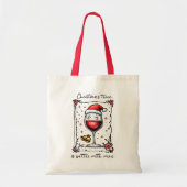 Tote Bag Le temps de Noël est meilleur avec le vin (Devant)