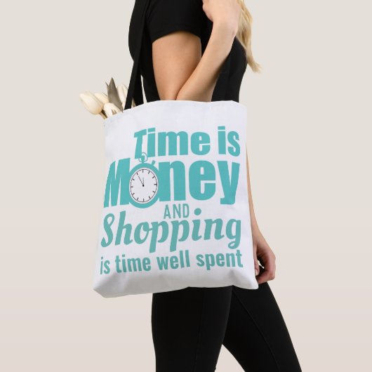 Tote Bag Le temps est l'argent tendance Shopping Slogan (De près)