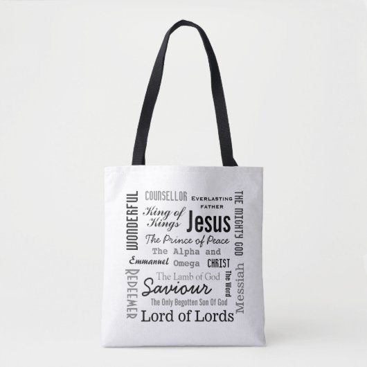 Tote Bag Le texte des noms de Jésus (Devant)