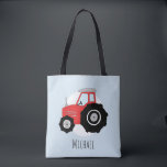Tote Bag Le Tracteur rouge de Cute Boy avec son nom<br><div class="desc">Le sac fourre-tout à thème de la ferme de ce mignon garçon comporte un gribouillage rouge tracteur et vous permet d'ajouter le nom de votre enfant/bébé dans une belle typographie. Parfait pour servir de sac pour votre petit garçon, ou comme simple sac de couches pour une nouvelle maman ! Un...</div>