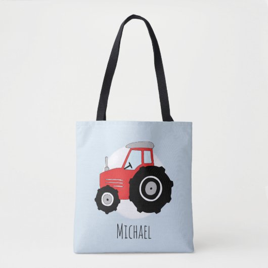 Tote Bag Le Tracteur rouge de Cute Boy avec son nom (Devant)