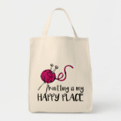 Tote Bag Le tricot est mon endroit heureux (Devant)