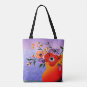 Tote Bag Le Vase rouge vif des fleurs (Dos)