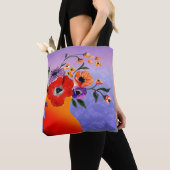 Tote Bag Le Vase rouge vif des fleurs (De près)