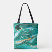 Tote Bag Le vert et l'or ondule d'agate arrière - plan. Or (Dos)
