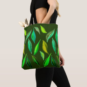 Tote Bag Le vert laisse le motif de l'environnement
