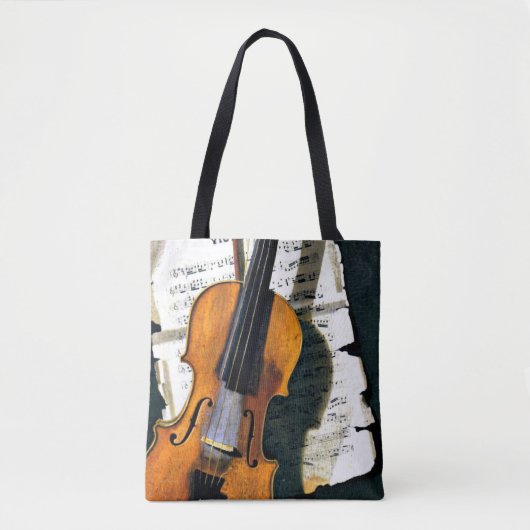 Tote Bag Le Vieux Violon, peinture d'art (Devant)