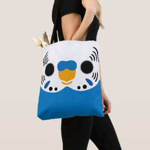 Tote Bag Le visage d'un budgie mâle cobalt normal