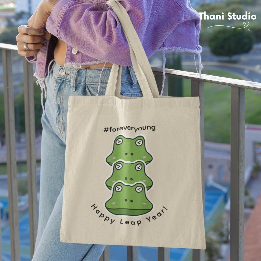 Tote Bag Leap Year Forever Young 3 Frogs 29 févr.