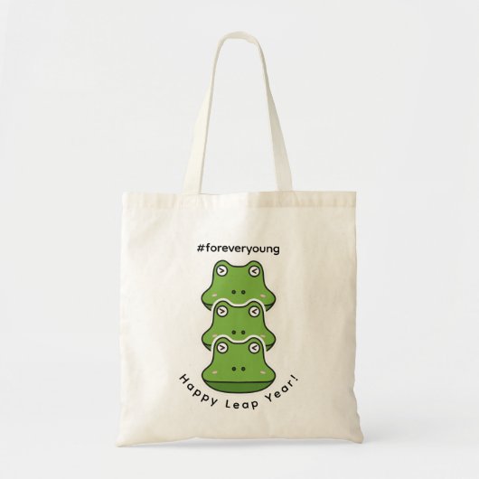 Tote Bag Leap Year Forever Young 3 Frogs 29 févr. (Devant)