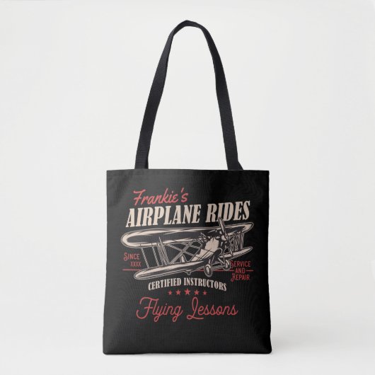 Tote Bag Leçons de vol rétros d'avion personnalisées (Devant)