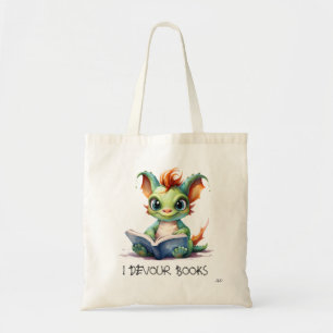 Tote Bag *~* LECTURE devour LIVRES AP88 Green Baby Dragon