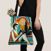 Tote Bag Lecture du livre Poolside Art Déco Design (De près)