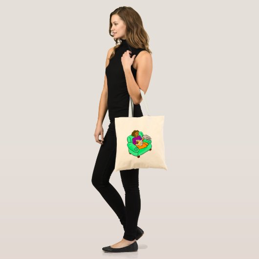 Tote Bag Lecture d'une femme avec chat (Devant (modèle))