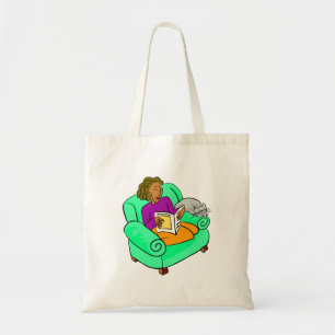Tote Bag Lecture d'une femme avec chat