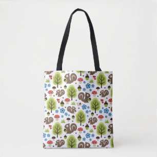 Tote Bag L'écureuil dans le Motif de la forêt de chênes