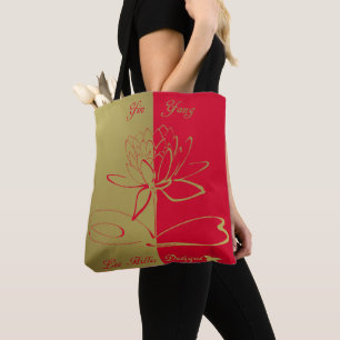 Tote Bag Lee Hiller Conçoit Logo Accents Gold Red