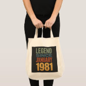 Tote Bag Legend Since January 1981 Retro Birthday Classic (Devant (produit))