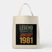 Tote Bag Legend Since January 1981 Retro Birthday Classic (Dos)