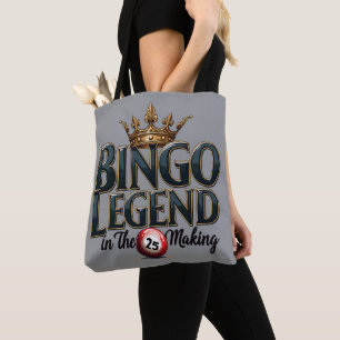 Tote Bag Légende du Bingo couronnée de typographie rétro en