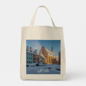 Tote Bag L'église Saint-Pierre en hiver à Riga, Lettonie (Dos)