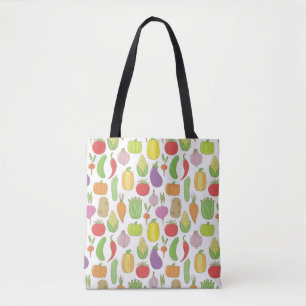 Tote Bag Légumes dessinés à la main, fond vintage doodle.
