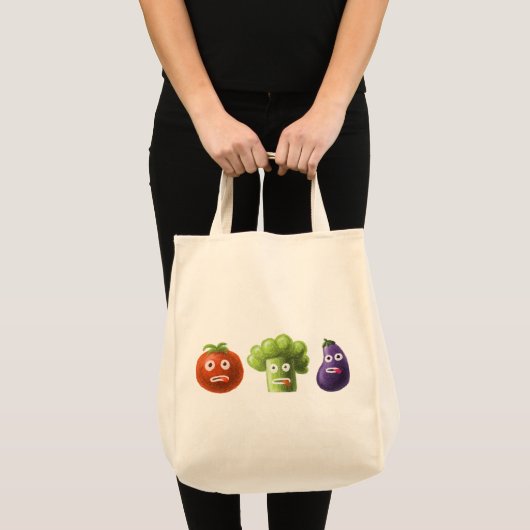 Tote Bag Légumes drôles - aubergine de tomate de brocoli (Devant (produit))