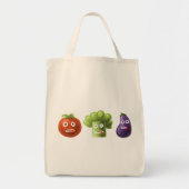 Tote Bag Légumes drôles - aubergine de tomate de brocoli (Devant)