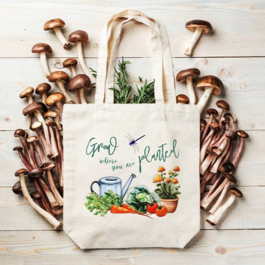 Tote Bag Légumes du jardin disant arrosage canne