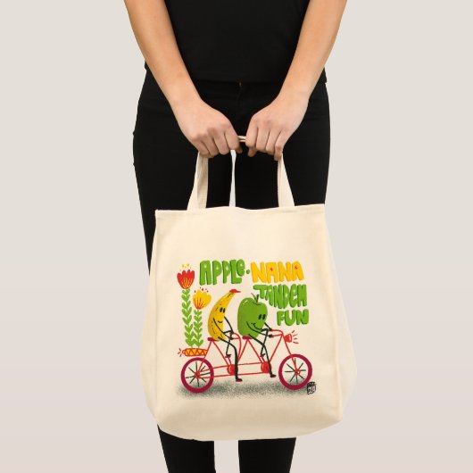 Tote Bag Légumes et fruits à vélo (Devant (produit))