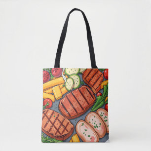 Tote Bag Légumes grillés colorés et viandes maigres