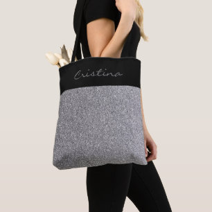 Tote Bag L'élégante Parties scintillant noire grise et le