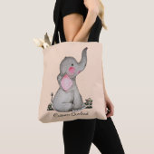 Tote Bag L'éléphant mignon de bébé d'aquarelle avec (De près)
