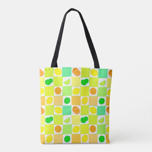 Tote Bag Lemon, Lime and Orange Citrus Fruit Slices Pattern (Dos)