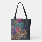 Tote Bag Leopard avec tête tropicale (Dos)